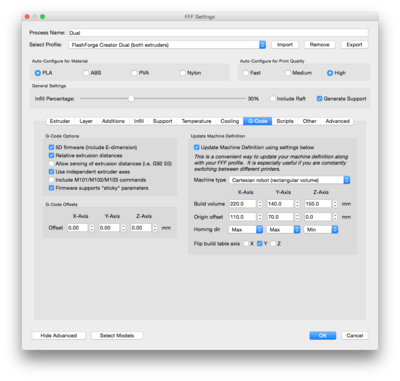 Gcode settings