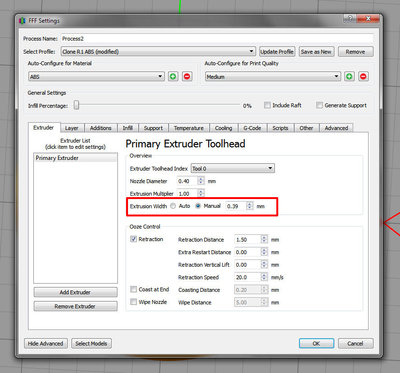 Change the extrusion width to just under 0.4. You may need to play with this on your machine.
