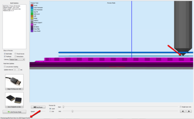 The next layer, shown printing below the last layer of the raft (layer 8)