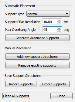 Support Placement 10mm