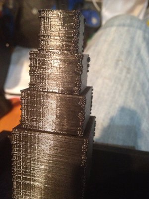 bubbles on tower, lengths range from 1in to 1/4 inch, height of each offset is 3/4 in