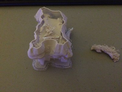 The small piece to the right of the picture is the bottom of the print. It detached early on, but somehow was able to finish printing the model