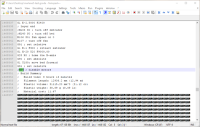 Notepad++ Screenshot indicating null-bytes.