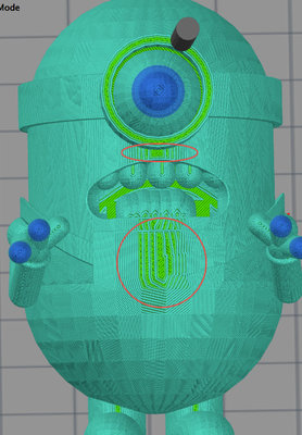 Slicing Issues in the red circles