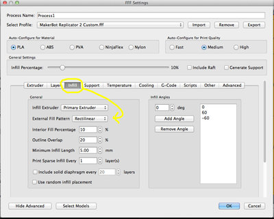 Infill Settings Screen Shot